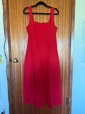 Abercrombie & Fitch Red Sleeveless Fit-and-Flare Dress